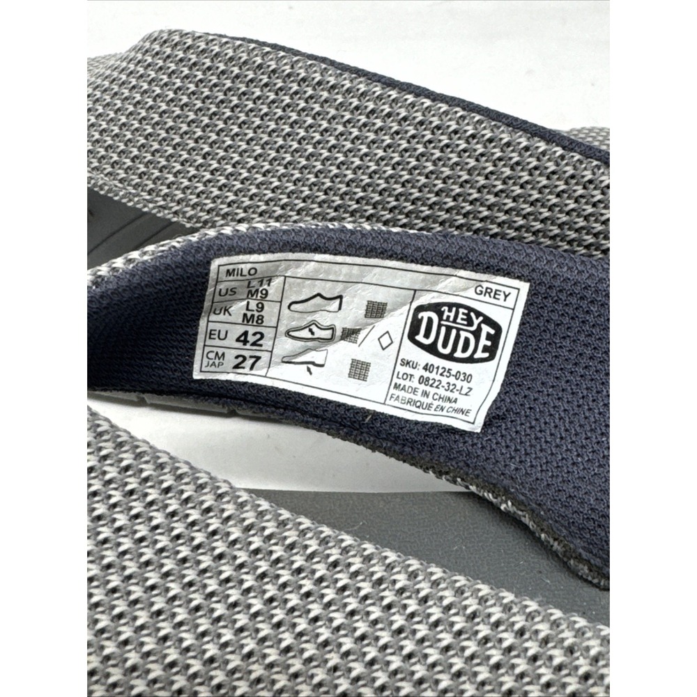 Hey Dude Milo Slip-on Thong Sandals Grey 40125-030 Men's‎ 9 Women's 11 - Picture 3 of 8